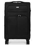 Валіза середня M тканина чорна 69х42х29(+5)см/77л/3.6кг/Worldline 619, фото 3