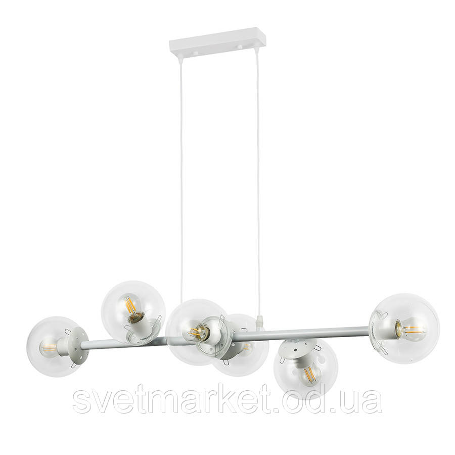 Біла підвісна люстра з прозорими плафонами 752101-6(1010) WH+CL, фото 1