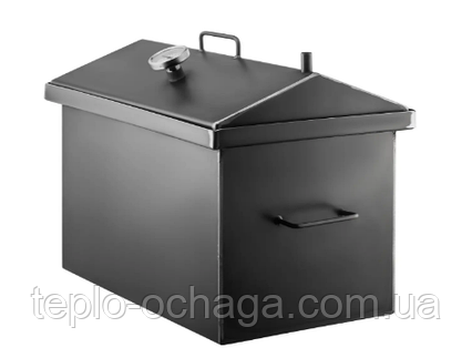 Коптильня гарячого копчення "XL" сталь 2 мм, два яруси та 3 гачки, з термометром + подарунок, фото 1