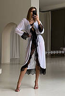 Пляжна накидка з кружевом, біло-чорна накидка на купальник