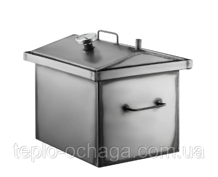 Двоярусна коптильня "М" з трьома гачками та термометром, 1.5 мм метал + подарунок