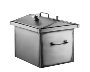 Двоярусна коптильня "М" з трьома гачками та термометром, 1.5 мм метал + подарунок, фото 1