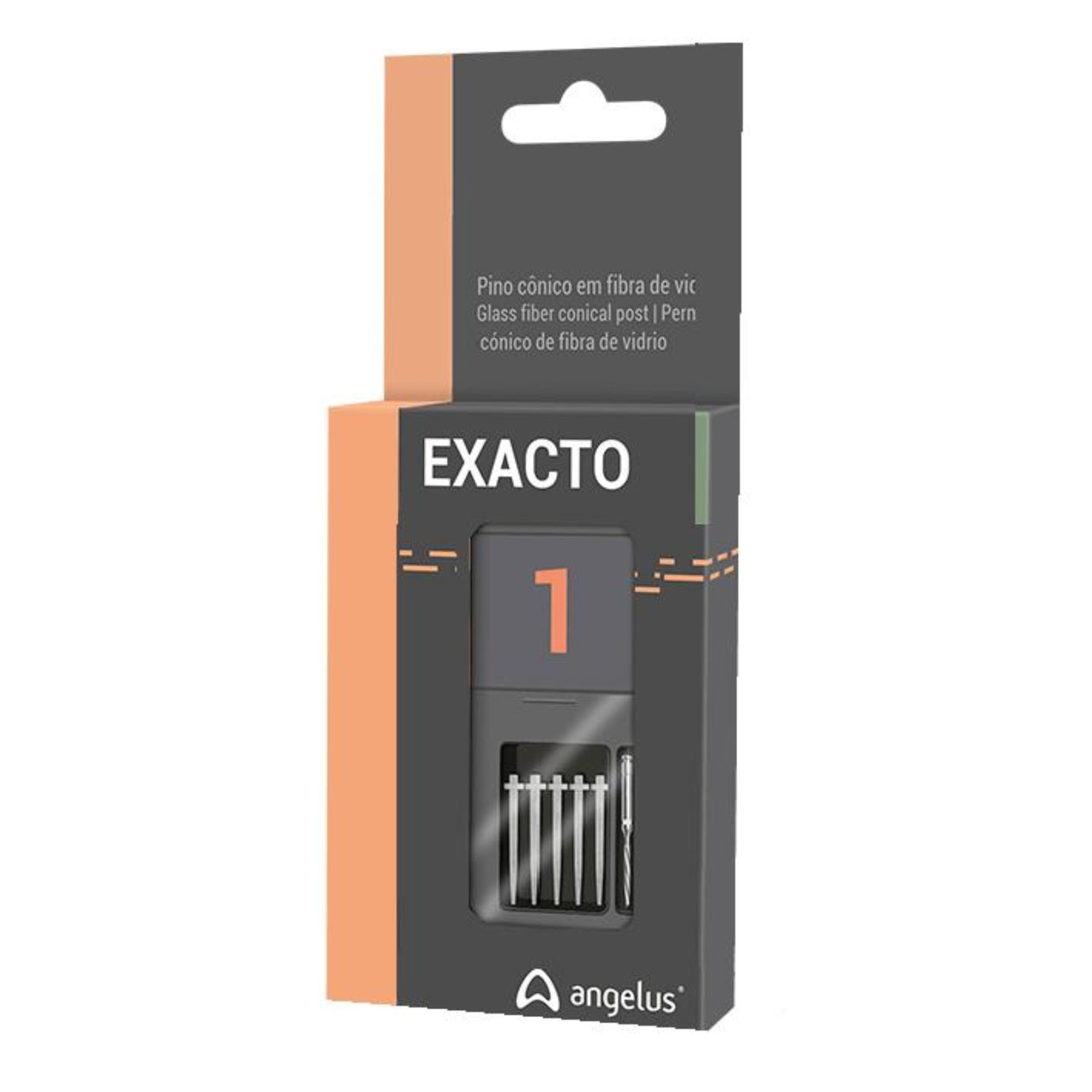 Штифти скловолоконні Angelus Exacto, конічні, №1 Trial Kit (5 шт + розгортка №1), фото 1