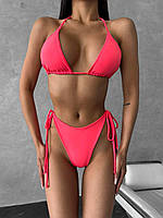 Коралловый купальник на завязках, ефектни жіночий купальник