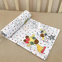 Пелюшка дитяча «Жирафчик» з ранфорсу 100% бавовна, 90×110 см, гіпоалергенна, м'яка, жовтий колір, принт