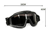Тактичні захисні окуляри для страйкболу з антизапотіванням і 3 змінними лінзами чорного кольору, для екстремальних умов, фото 3