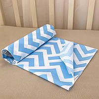 Пелюшка дитяча «Зігзаг» з ранфорсу 100% бавовна, 80×90 см, гіпоалергенна, м'яка, Блакитний колір, принт