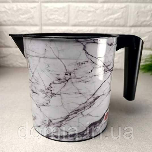 Кухоль з ручкою з малюнком Білий мармур (20*13.5 см) 1,5 л., Elif Plastik Туреччина Е-337, фото 1