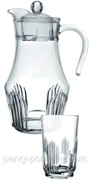 Набір для напоїв Orient глечик 1,8 л + 6 склянок 270 мл Arcopal, фото 1