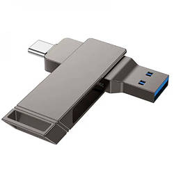 Флешка 2в1 USB 3.2 + Type-C 256GB HOCO UD15 Металево-сірий