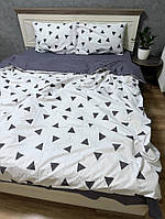 Постільна білизна полуторна сірі трикутники