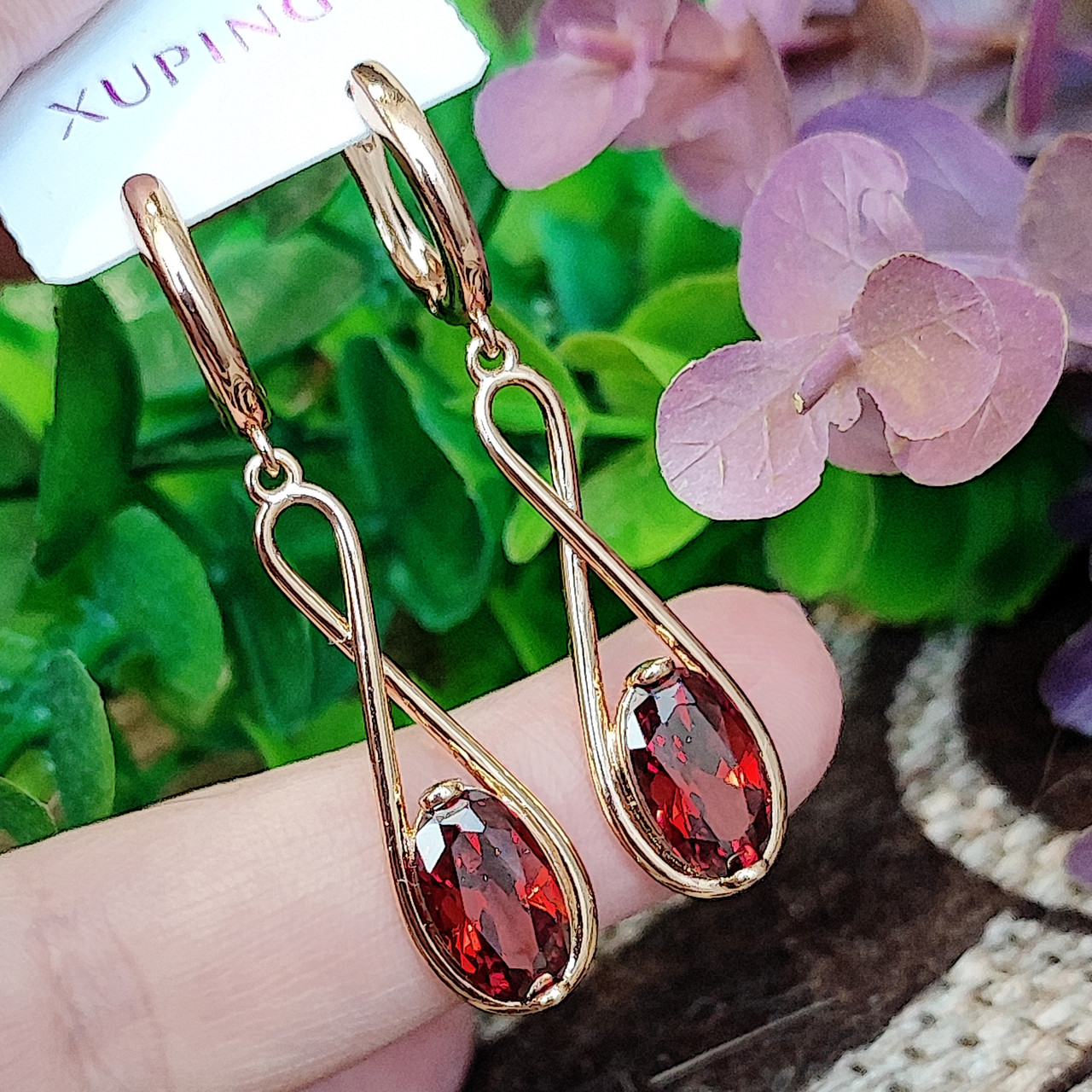 Сережки Xuping довжина 4.8см ширина 1см медичне золото позолота 18К с1577