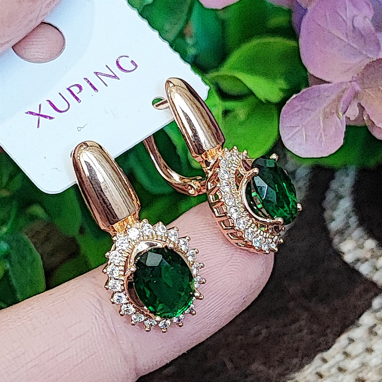 Сережки Xuping довжина 2.5см ширина 1.2см медичне золото позолота 18К с1579