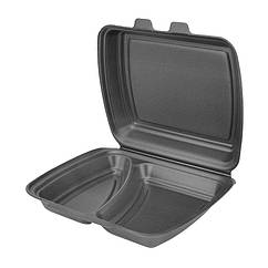 Ланч бокс Чорний НР-2 (250*210*70), 125 шт/уп, 2-секційний