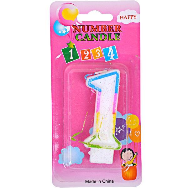 Свічка цифра "1" у торт з блискітками 10-110 KNZ