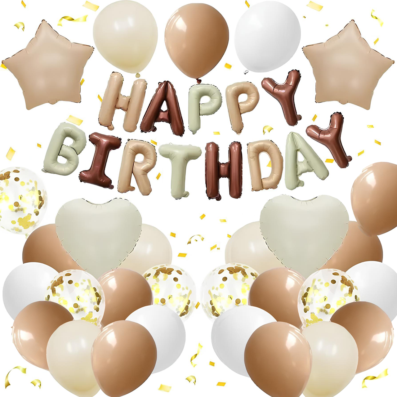Набір із кульок Happy Birthday | Бежево-коричневий