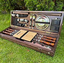 Подарунковий набір для пікніка Компакт ручної роботи (шампура та аксесуари). Набір для приготування шашлику., фото 3