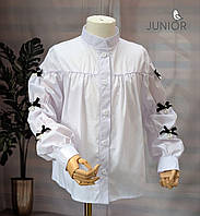 Блуза для дівчинки з довгим рукавом і бантиками (розміри 122-146)