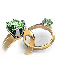 Золоте кільце в жовтому та білому золоті з Зеленим діамантом 0,51 ct. Інфініті