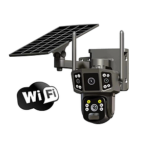 Бездротова камера відеоспостереження Wi-Fi вулична поворотна із сонячною панеллю та зумом Dual Lens Zoom