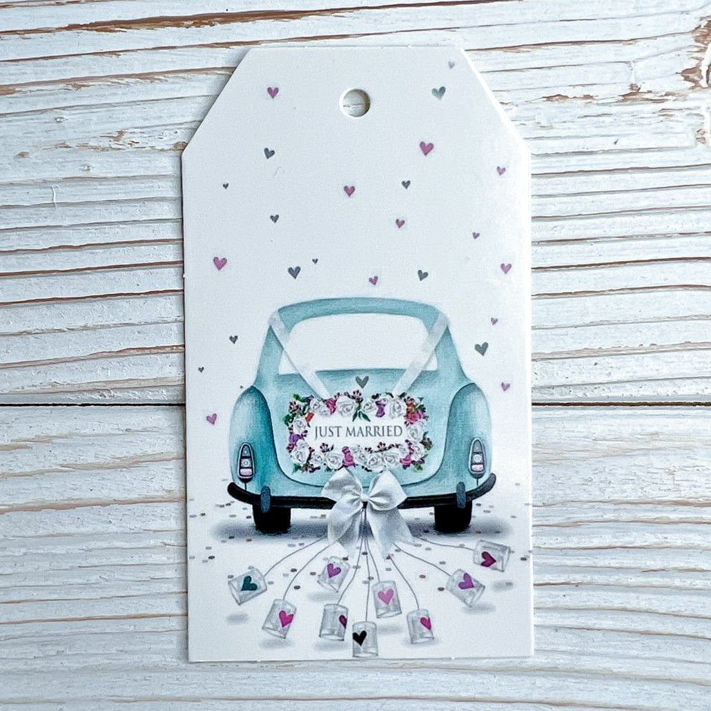 *100шт* / Бирка-листівка / 50х90мм / Друк 3-09 / Just Married
