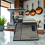 Потужна електром'ясорубка 3800 Вт Rainberg м'ясорубка соковижималка 1 кг/хв овочерізка з насадками для ковбас і кебе, фото 4