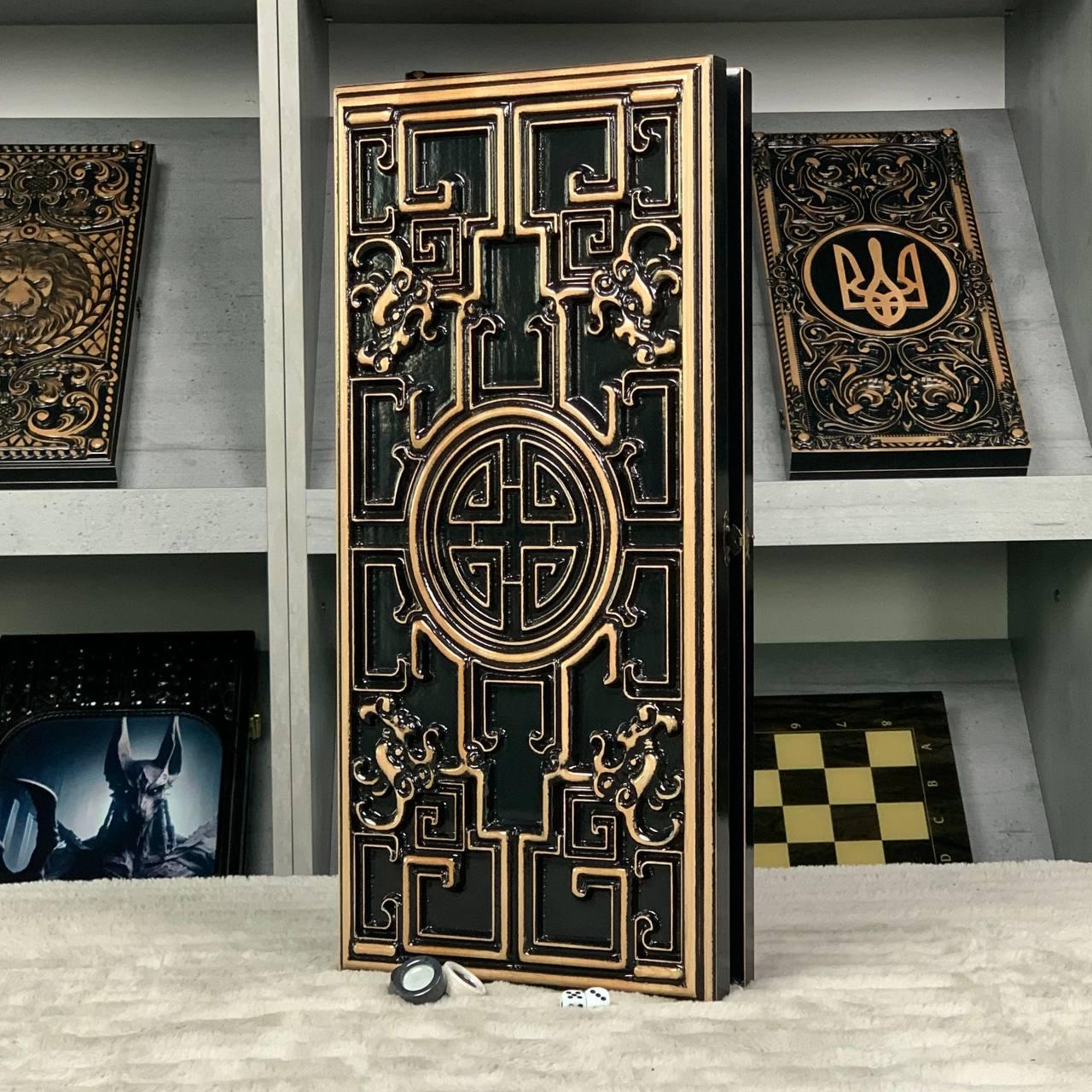 Нарди дерев'яні ручної роботи Лабіринт 50×23 см подарункові, фото 1