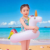 Дитяче надувне коло для плавання Єдиноріг, з ручками, 66см, Білий