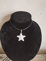 Чокер з білою зіркою з бісеру | Жіноча прикраса на шию | Ручна робота