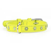 Нашийник Waudog Glamour з клейовими стразами "Квіточка", ширина 20 мм, довжина 30-39 см, салатовий