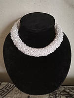 Об'ємне намисто з білих бусин | Ручна робота | Весільне кольє