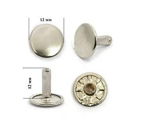 Хольнітен 12мм двосторонній нержавійка Туреччина колір нікель (100 шт у пакованні)