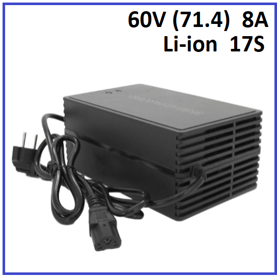 Зарядний пристрій Powermaster для Li-ion 60V (71.4) 17S до 8A штекер 3-pin С13, фото 1