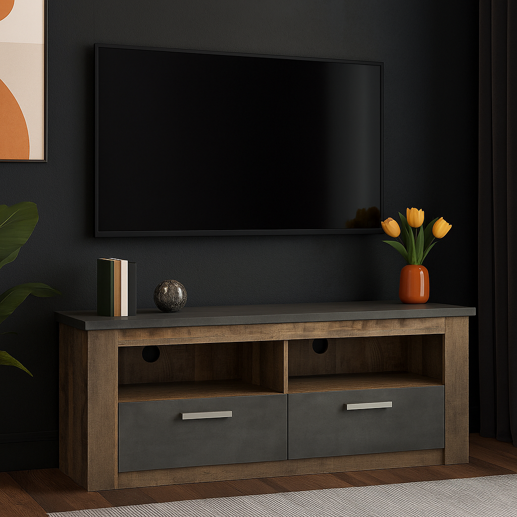 Стильна висока тумба під телевізор 2Ш 140 см у вітальню в сучасному стилі Джорджіа Мебель Сервіс