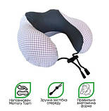 М'яка дорожня подушка-підголівник для шиї (з маскою для сну) рогалик ортопедична для подорожей меморі., фото 3