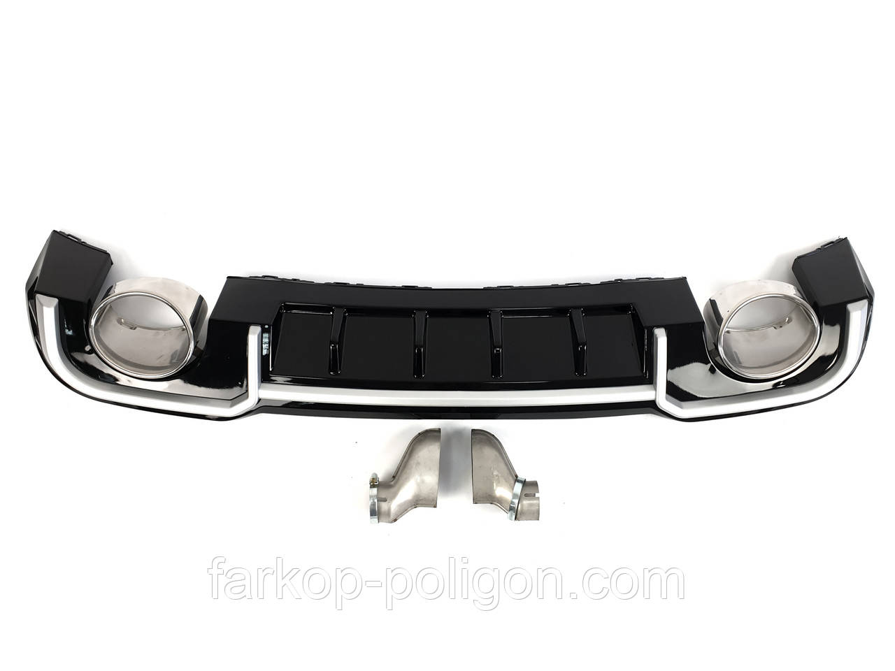 Дифузор ( заднього бампера ) Black Silver / Chrome Pipe ( в стилі RS3 ) Sedan S-Line на AUDI A3 8V 2016-2020 року, фото 1