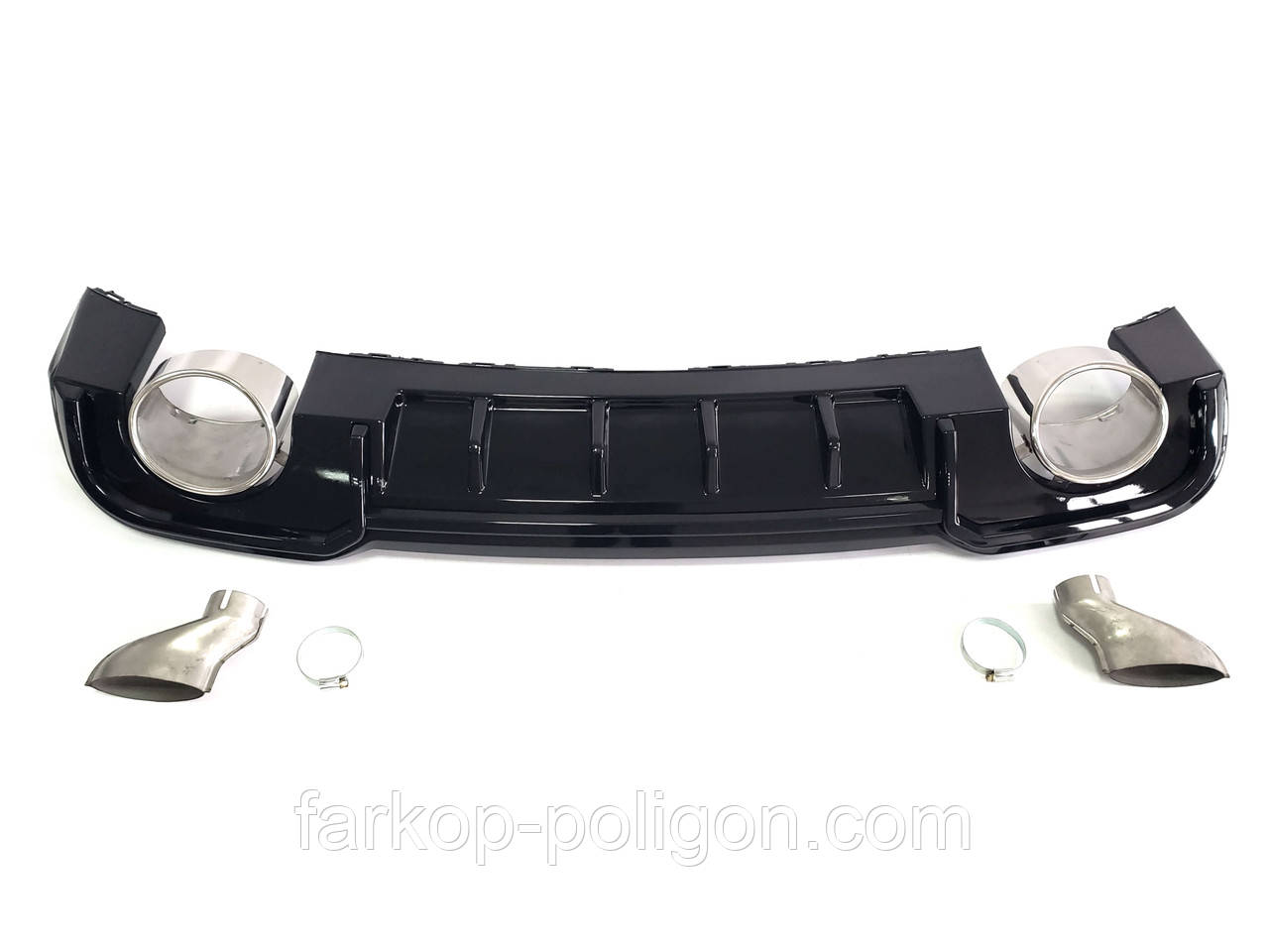 Дифузор ( заднього бампера ) Full Black / Chrome Pipe ( в стилі RS3 ) Sedan S-Line на AUDI A3 8V 2016-2020 року, фото 1