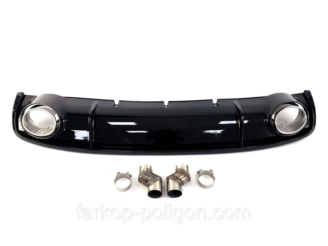 Дифузор ( заднього бампера ) Full Black / Chrome Pipe ( в стилі RS4 ) на AUDI A4 B8 2011-2015 року, фото 1