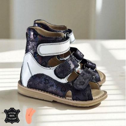 Дитячі шкіряні антиварусні босоніжки на липучках для лікування варусної деформації 23 розмір, фото 1