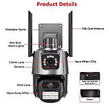 Поворотна IP камера відеоспостереження P11-QQ6 8MP з подвійним об’єктивом і WiFi, фото 7