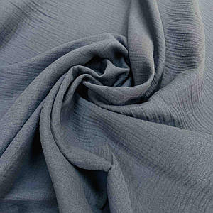 Тканина муслін жатий двошаровий, темний джинс (шир. 1,35м)