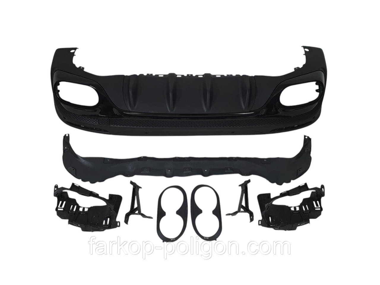 Дифузор ( заднього бампера ) Full Black ( стиль GLB45 AMG ) без насадок на Mercedes-Benz GLB-Class X247 2019-2023 року, фото 1