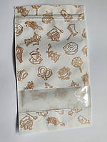 Дой-пак 140х240 білий крафт (250г) + вікно + друк zip-замок дно