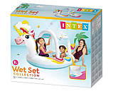 ☀️Надувний дитячий басейн з навісом Intex 58435 Єдиноріг з фонтаном 254 x 132 x 109 см, 130л, фото 5