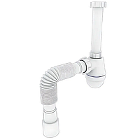 Сифон для раковини Zerix SU-03-В без випуску, з ревізією (Колір білий) 1 1/4'' (ZX5084)