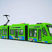 Трамвай іграшковий зі звуком 41 см — українська озвучка, світло, двері, арт. 60147/1-green, фото 5