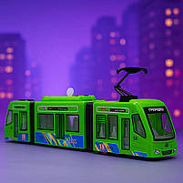 Трамвай іграшковий зі звуком 41 см — українська озвучка, світло, двері, арт. 60147/1-green, фото 9