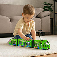 Трамвай іграшковий зі звуком 41 см — українська озвучка, світло, двері, арт. 60147/1-green, фото 2