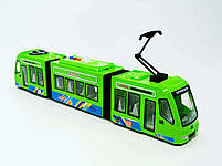 Трамвай іграшковий зі звуком 41 см — українська озвучка, світло, двері, арт. 60147/1-green, фото 4