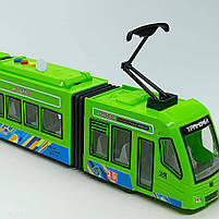 Трамвай іграшковий зі звуком 41 см — українська озвучка, світло, двері, арт. 60147/1-green, фото 7